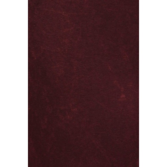 Burgundy Mineral Wash French Terry Flared Bell Bottom Pull On Pants w/ Pockets - Picture 4 of 5